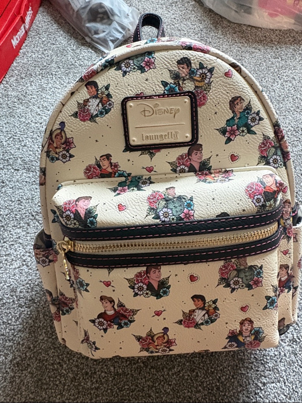 Loungefly Cream Floral Disney Princess Mini Backpack